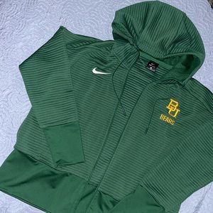 Nike Dri-Fit Green Ribbed Baylor Bears Zip-Up Hoodie